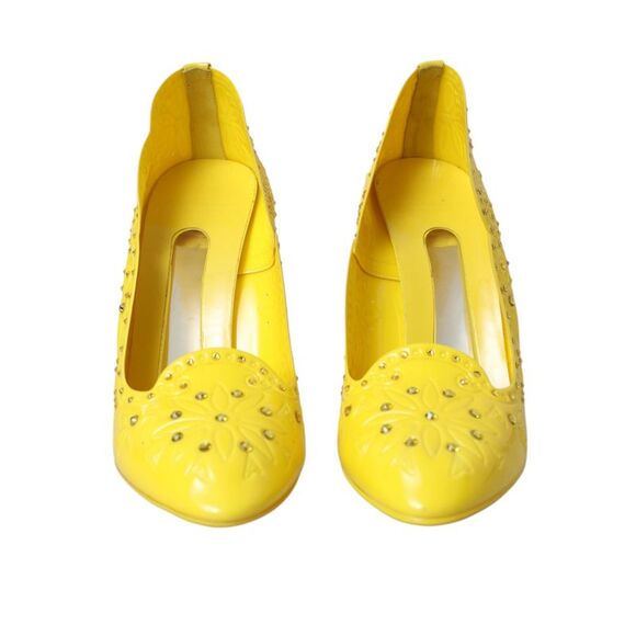 Dolce & Gabbana Floral Pumps Yellow Patent Leather Heels Women Yellow - Picture 2 of 6